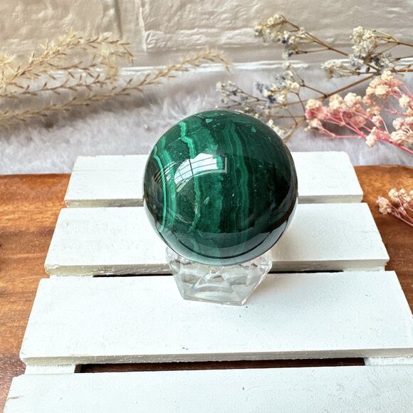 Beautiful Small Malachite Sphere - Picture 4 of 7